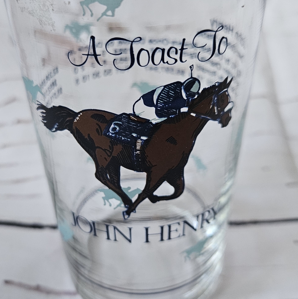 Vintage John Henry Racing Horse Souvenir Glass Cup - Picture 7 of 8